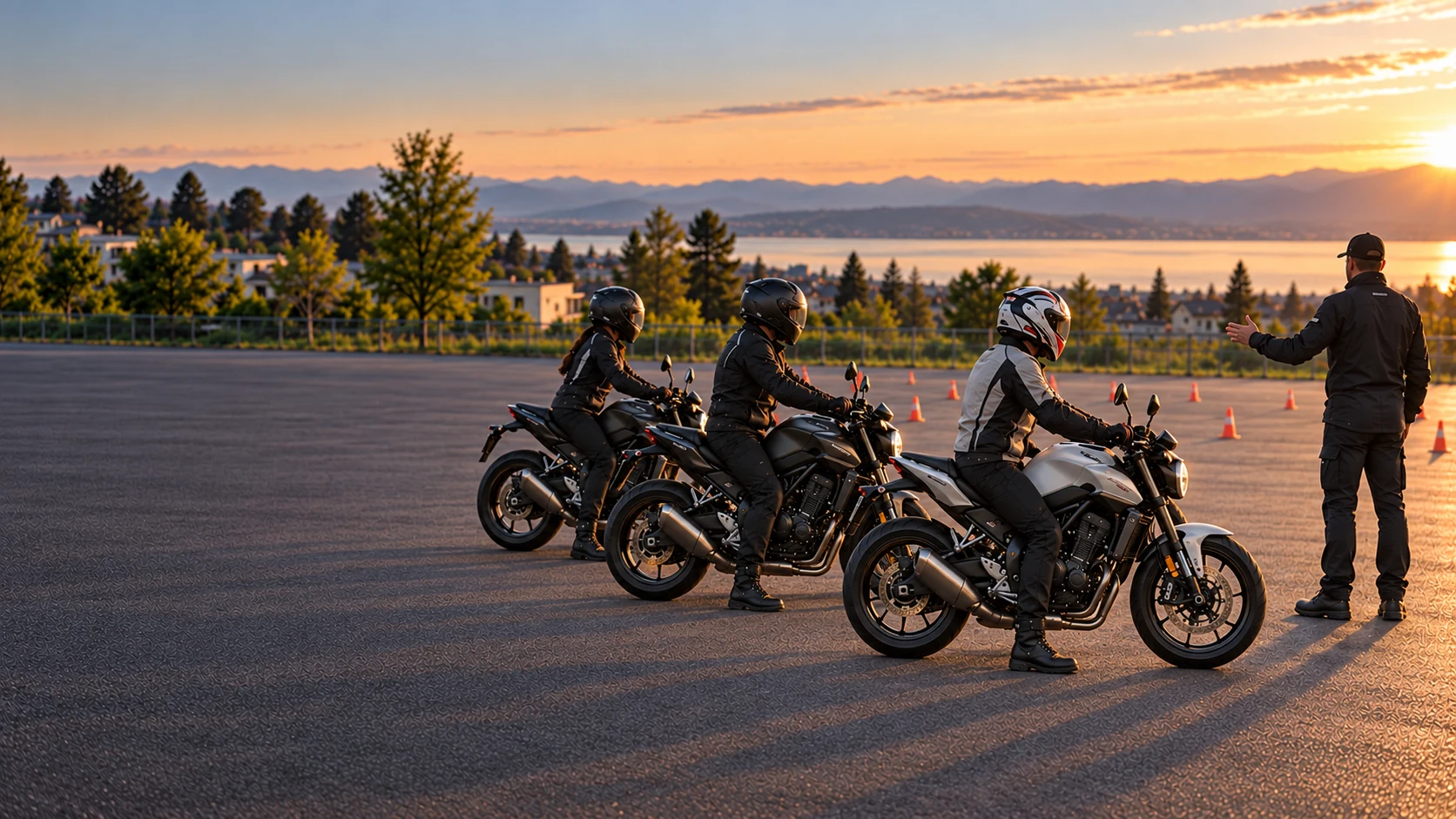 Motards réunis pour un cours pratique