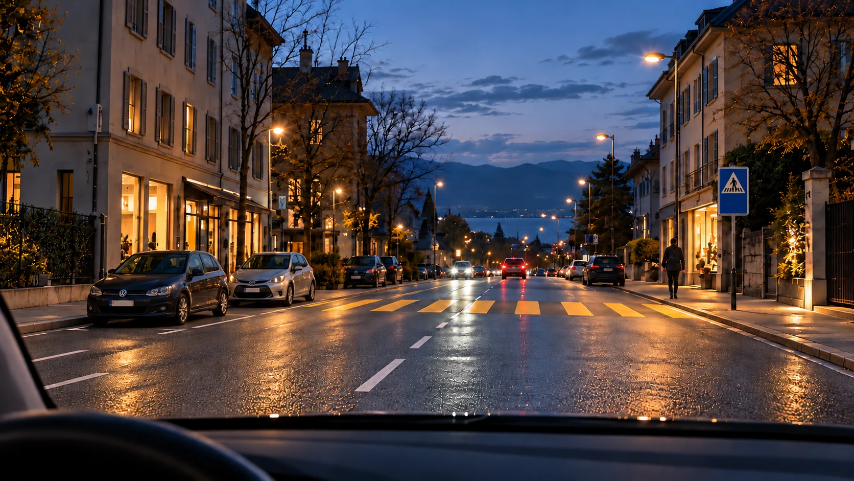 Vue sur la route depuis une voiture